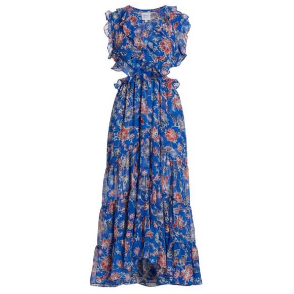 Misa Los Angeles Natasha‎ Cut Out Ruffled Midi Dress Large - Picture 3 of 13